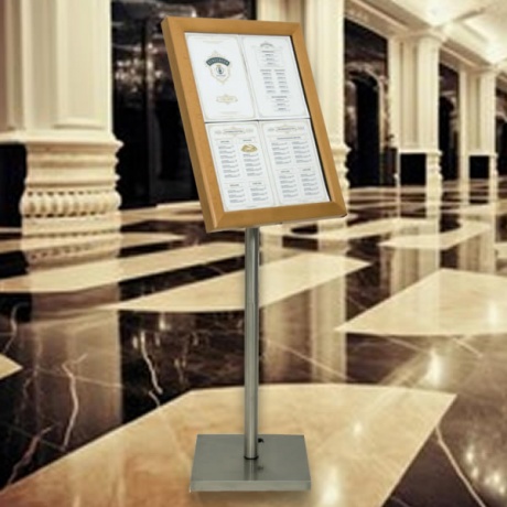 4 x A4 Wood Effect Menu Display Stand